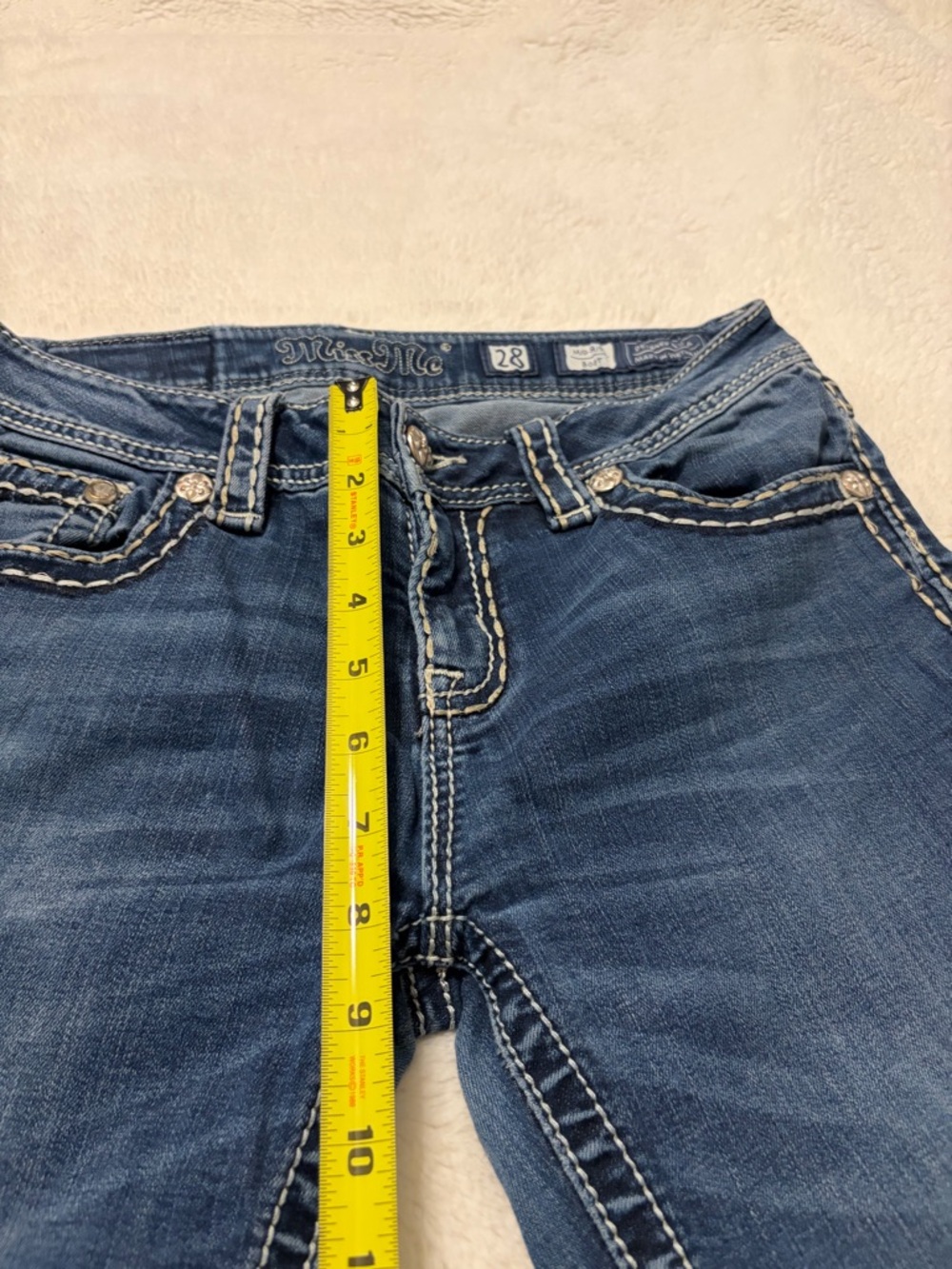 Miss Me Women's Blue Flare Jeans with Contrast Stitching - Picture 5 of 7
